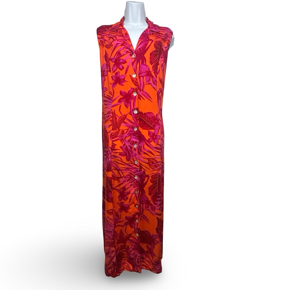 Vintage Red and Orange Sleeveless Maxi Sundress